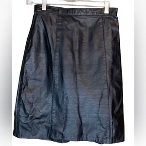 Vintage COMINT black leather skirt Made in Argentina